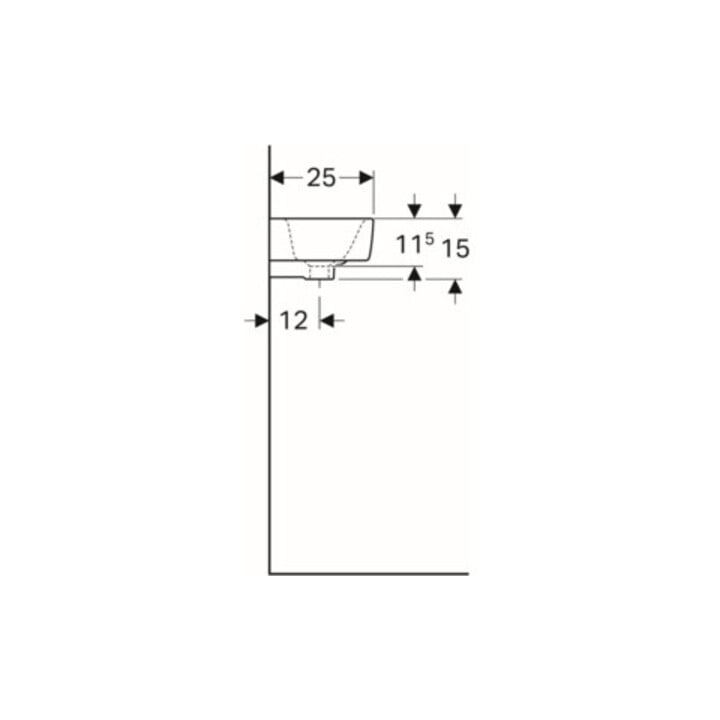 Geberit Lavabo Renova Compact 50x25cm, mitigeur à droite, avec trop-plein, blanc
