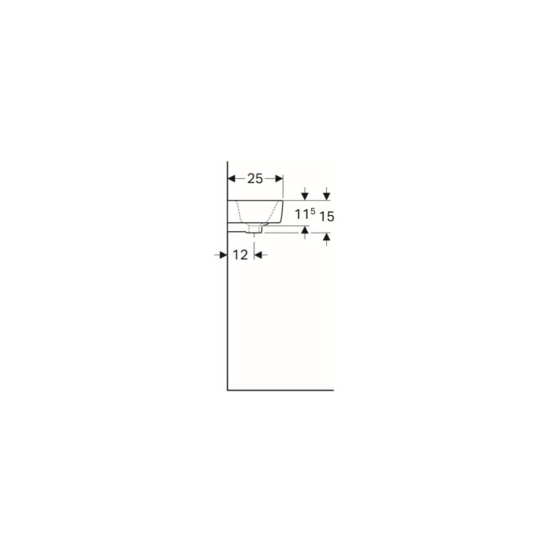 Geberit Lavabo Renova Compact 50x25cm, mitigeur à droite, avec trop-plein, blanc