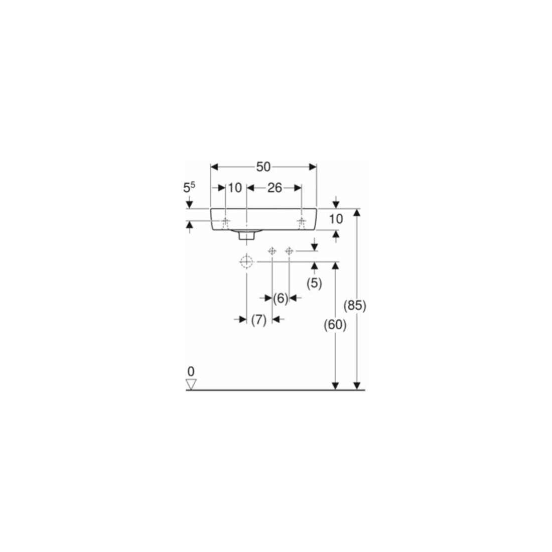 Geberit Lavabo Renova Compact 50x25cm, mitigeur à droite, avec trop-plein, blanc