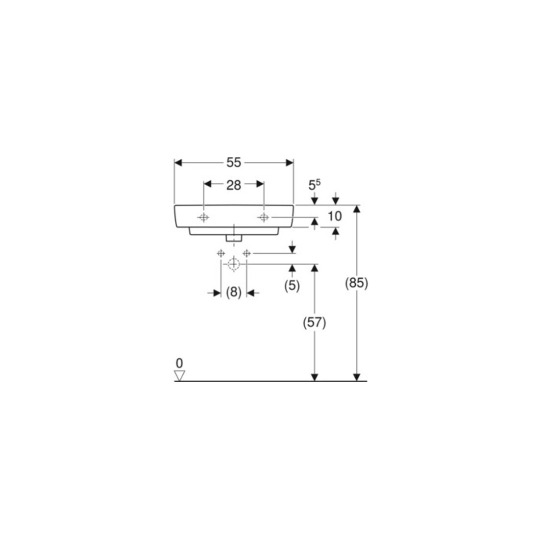 Geberit Lavabo Renova Compact 55x37cm, blanc, avec trou de robinet, avec trop-plein