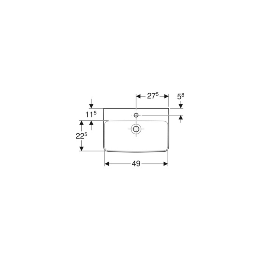 Geberit Lavabo Renova Compact 55x37cm, blanc, avec trou de robinet, avec trop-plein
