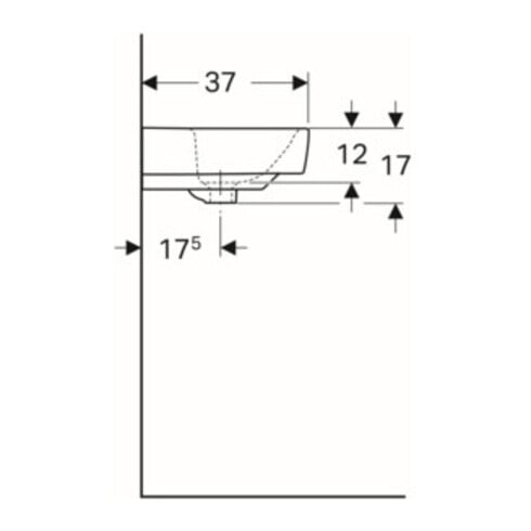 Geberit Lavabo Renova Compact 55x37cm, blanc, avec trou de robinet, avec trop-plein