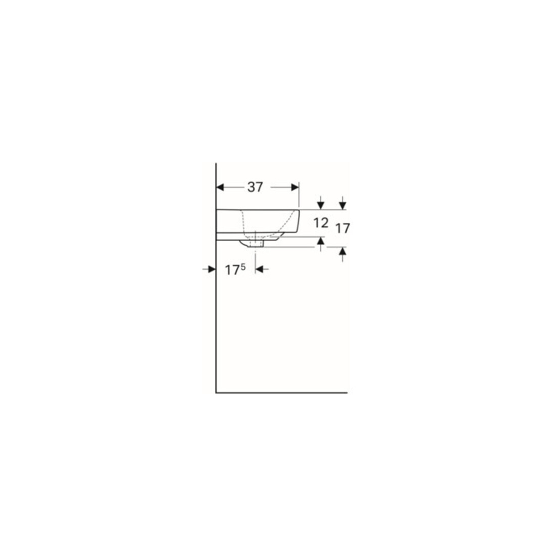 Geberit Lavabo Renova Compact 55x37cm, blanc, avec trou de robinet, avec trop-plein
