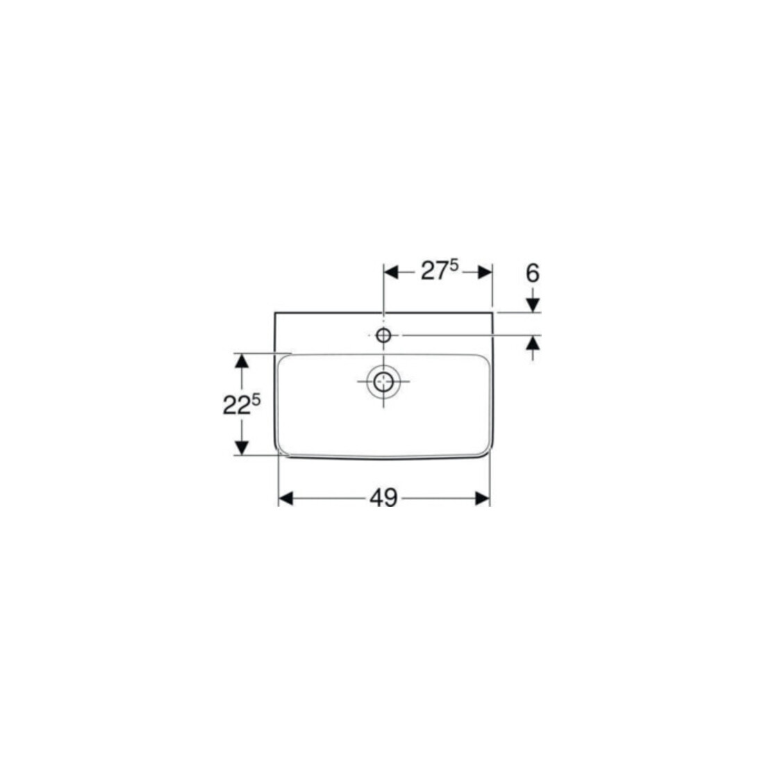 Geberit Lavabo Renova Compact 55x37cm, blanc, avec trou de robinet, avec trop-plein