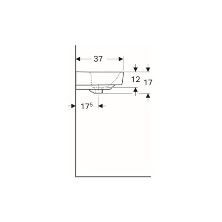 Geberit Lavabo Renova Compact 55x37cm, blanc, avec trou de robinet, avec trop-plein