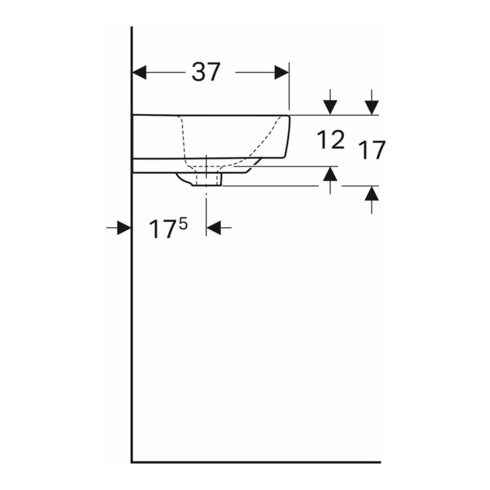 Geberit Lavabo Renova Compact 55x37cm, blanc, avec trou de robinet, avec trop-plein