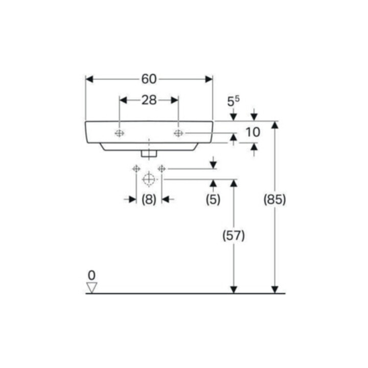Geberit Lavabo Renova Compact 60x37 cm, blanc, avec trou de robinet, avec trop-plein