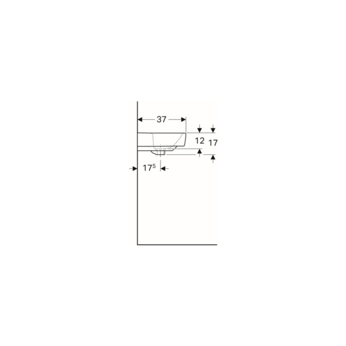 Geberit Lavabo Renova Compact 60x37 cm, blanc, avec trou de robinet, avec trop-plein