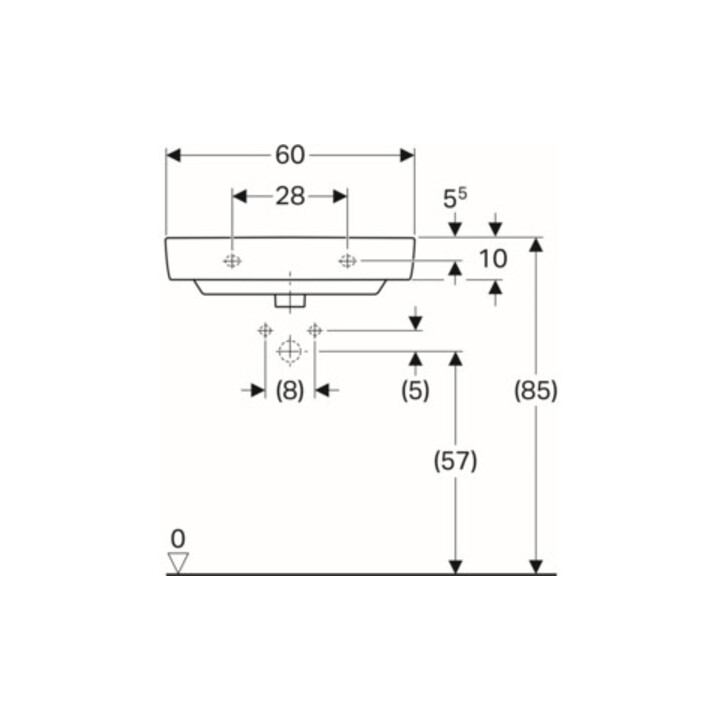 Geberit Lavabo Renova Compact 60x37 cm, blanc, avec trou de robinet, avec trop-plein