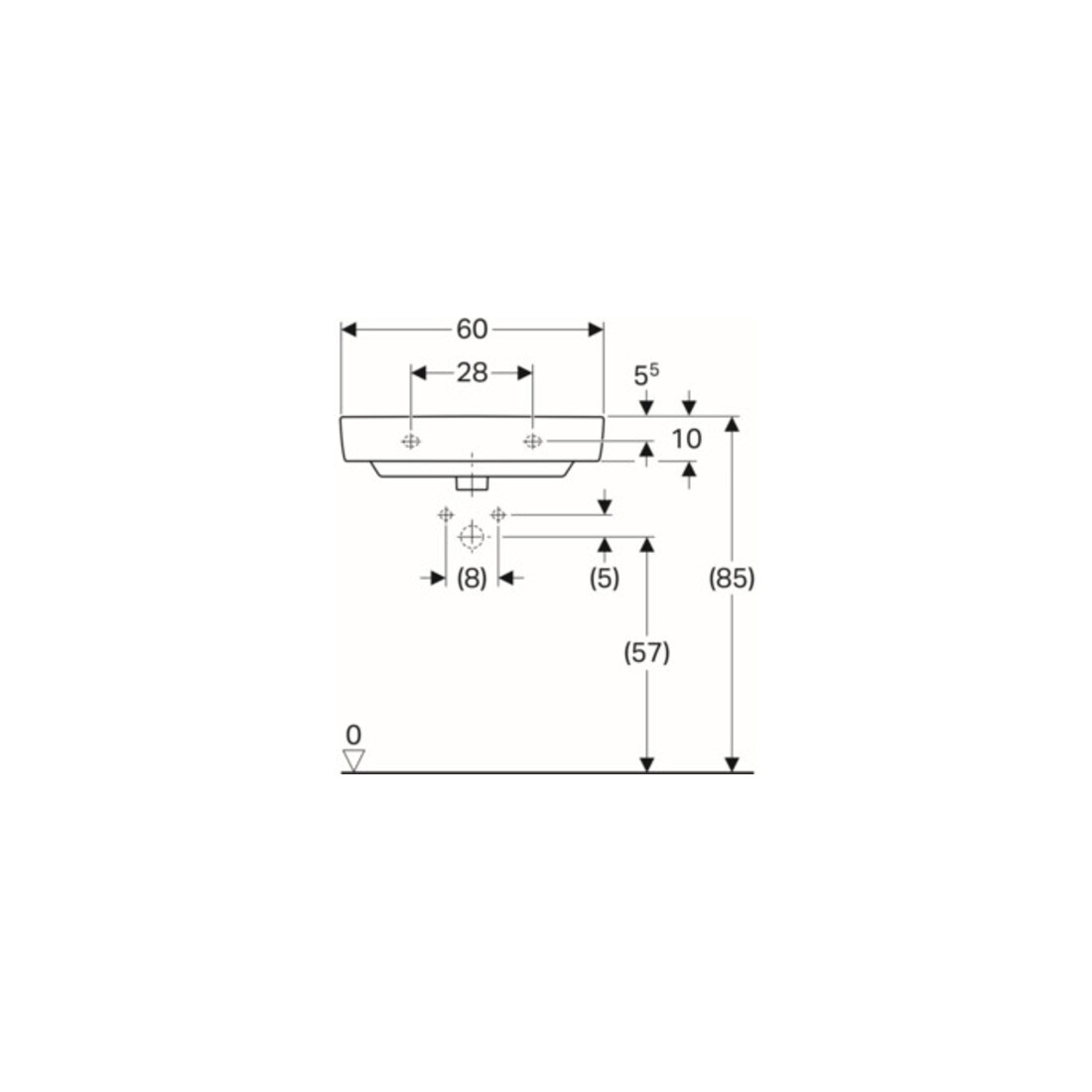 Geberit Lavabo Renova Compact 60x37 cm, blanc, avec trou de robinet, avec trop-plein
