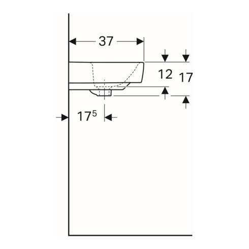 Geberit Lavabo Renova Compact 60x37 cm, blanc, avec trou de robinet, avec trop-plein