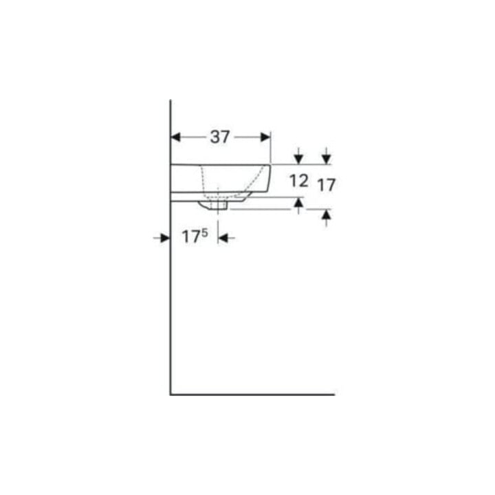 Geberit Lavabo Renova Compact 60x37 cm, blanc, K-Tect, avec robinetterie, avec trop-plein