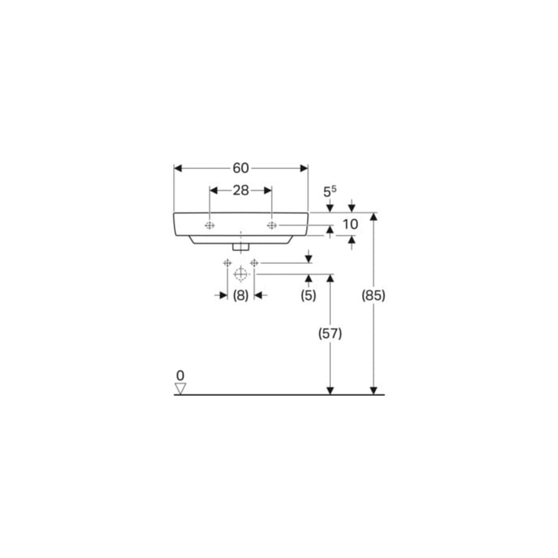 Geberit Lavabo Renova Compact 60x37 cm, blanc, K-Tect, avec robinetterie, avec trop-plein