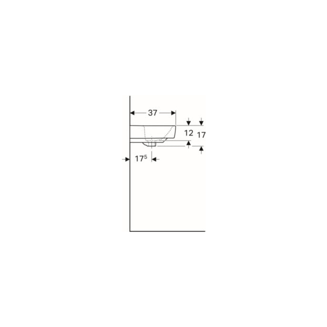 Geberit Lavabo Renova Compact 60x37 cm, blanc, K-Tect, avec robinetterie, avec trop-plein