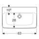 Geberit Lavabo Renova Compact 65x40 cm, sans robinet, avec trop-plein, blanc KeraTect