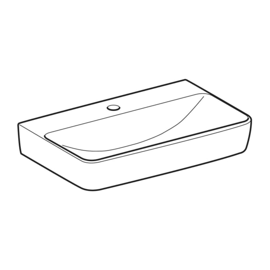 Geberit Lavabo Renova Compact, trou de robinet central, sans trop-plein, 60 cm