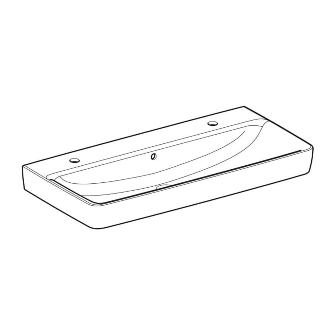 Geberit Lavabo Renova Plan 100x48 cm, robinet droite/gauche, avec trop-plein, blanc