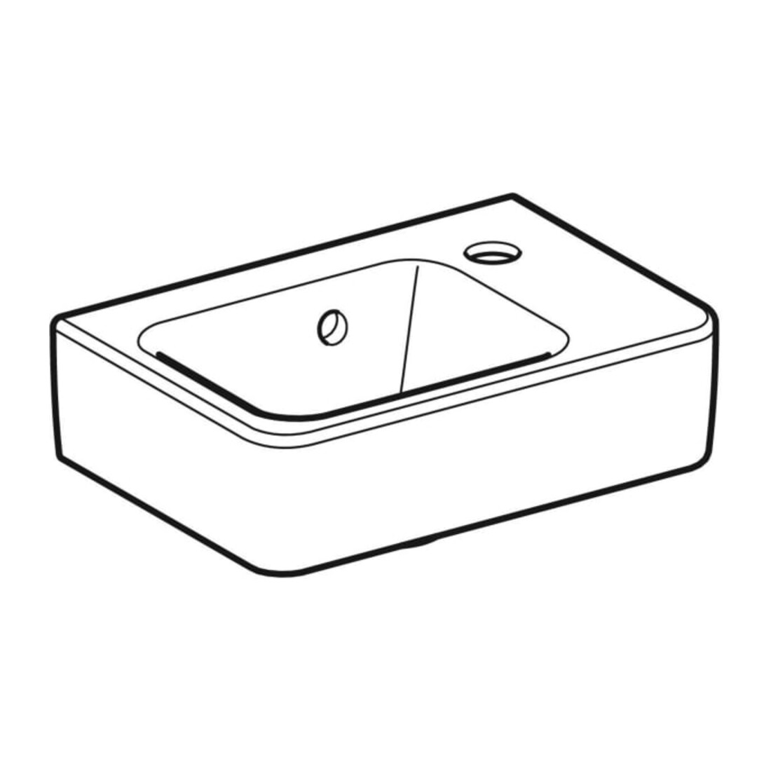 Geberit Lavabo Renova Plan 36x25 cm, avec robinetterie, avec trop-plein, céramique blanche