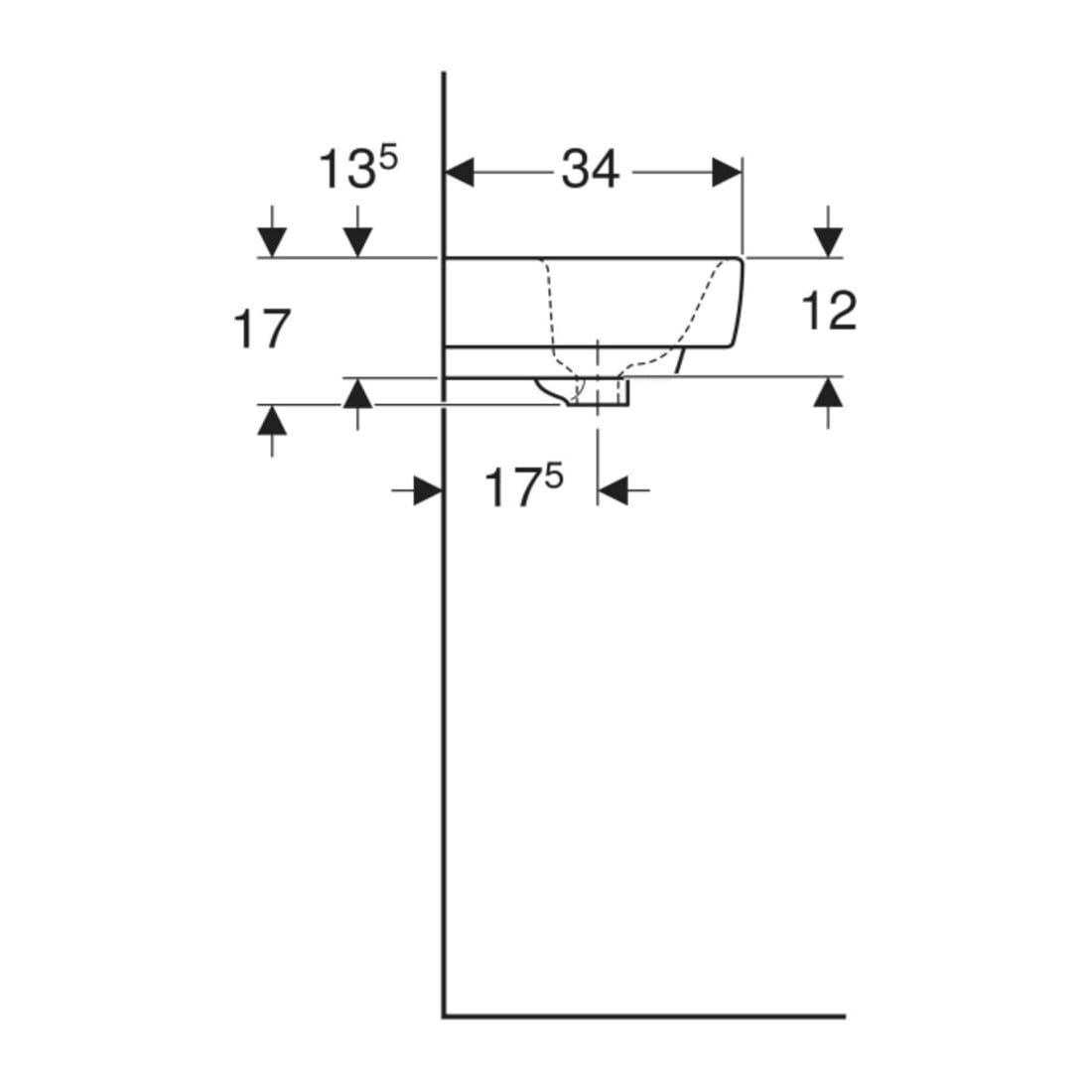 Geberit Lavabo Renova Plan 45x34cm, mitigeur, sans trop-plein, blanc K-Tect