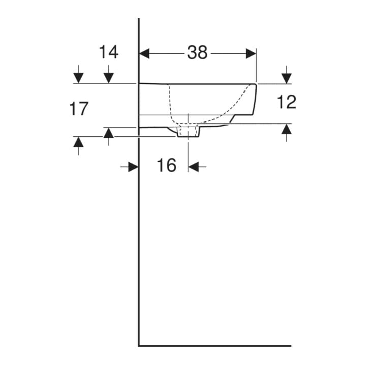 Geberit Lavabo Renova Plan 50x38 cm, sans robinet, sans trop-plein, blanc