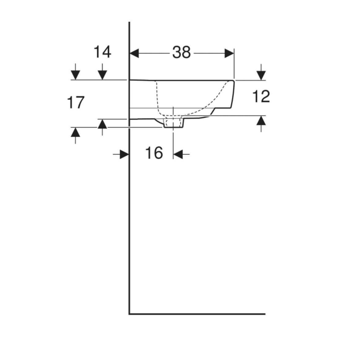 Geberit Lavabo Renova Plan 50x38 cm, sans robinet, sans trop-plein, blanc