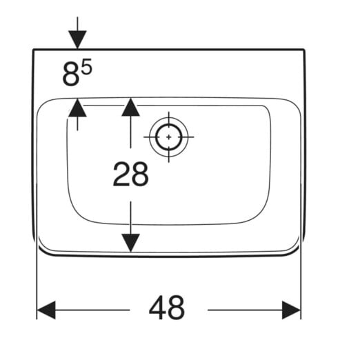 Geberit Lavabo Renova Plan 50x38cm, sans robinet, sans trop-plein, blanc KeraTect
