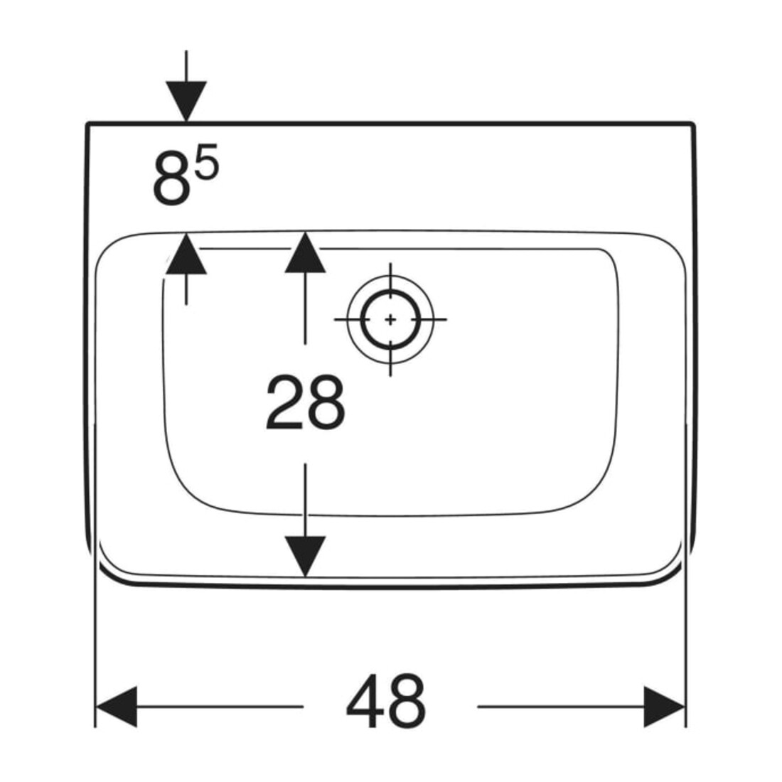 Geberit Lavabo Renova Plan 50x38cm, sans robinet, sans trop-plein, blanc KeraTect