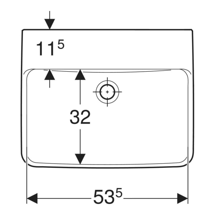 Geberit Lavabo Renova Plan 55x44 cm, sans robinet, sans trop-plein, blanc KeraTect