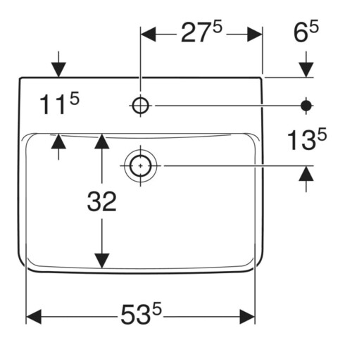 Geberit Lavabo Renova Plan 55x44cm, avec trop-plein, sans surplomb, blanc K-Tect