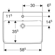 Geberit Lavabo Renova Plan 60x48 cm, mitigeur mit., avec trop-plein, céramique blanche KeraTect-5