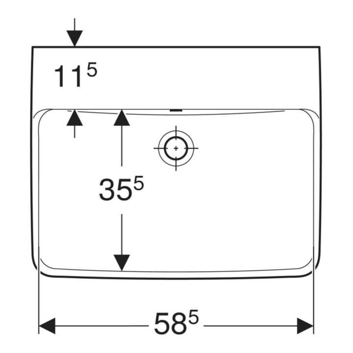 Geberit Lavabo Renova Plan 60x48 cm, sans robinet, avec trop-plein, blanc KeraTect
