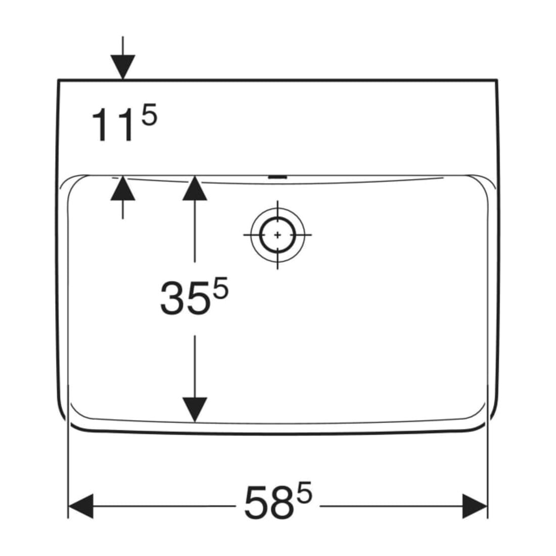 Geberit Lavabo Renova Plan 60x48 cm, sans trou robinet, avec trop-plein, blanc