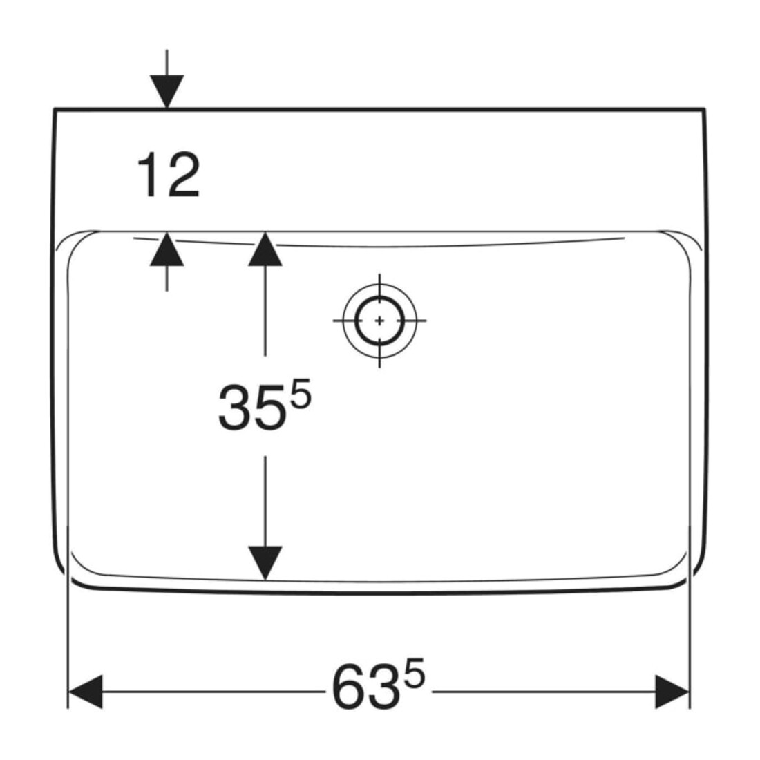 Geberit Lavabo Renova Plan 65x48 cm, sans robinet, sans trop-plein, blanc