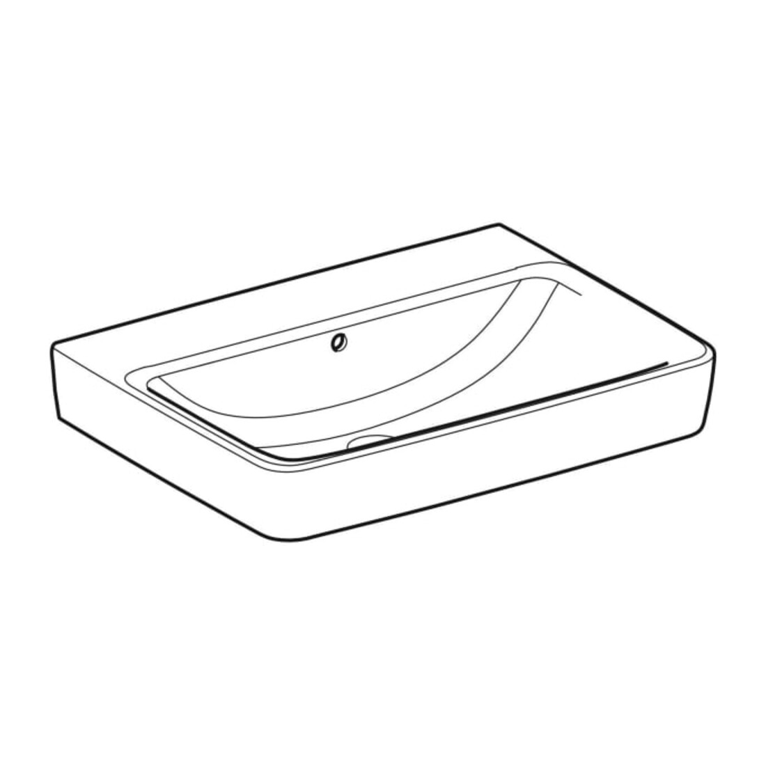 Geberit Lavabo Renova Plan 65x48 cm, sans trou de robinet, avec trop-plein, blanc