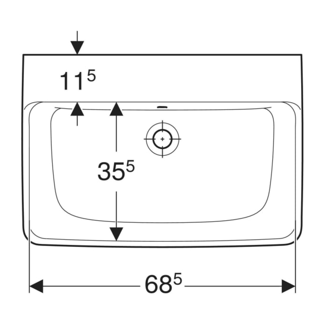 Geberit Lavabo Renova Plan 70x48 cm, sans robinet, avec trop-plein, blanc KeraTect