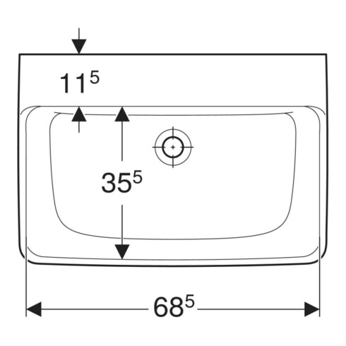 Geberit Lavabo Renova Plan 70x48 cm, sans robinet, sans trop-plein, blanc