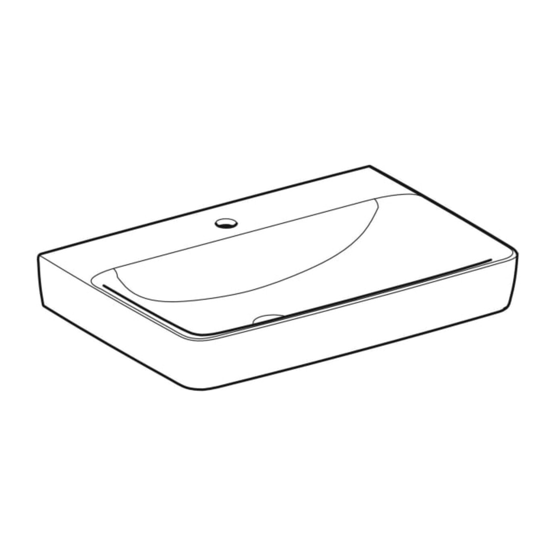 Geberit Lavabo Renova Plan 70x48cm, robinet mitigeur, sans trop-plein, blanc