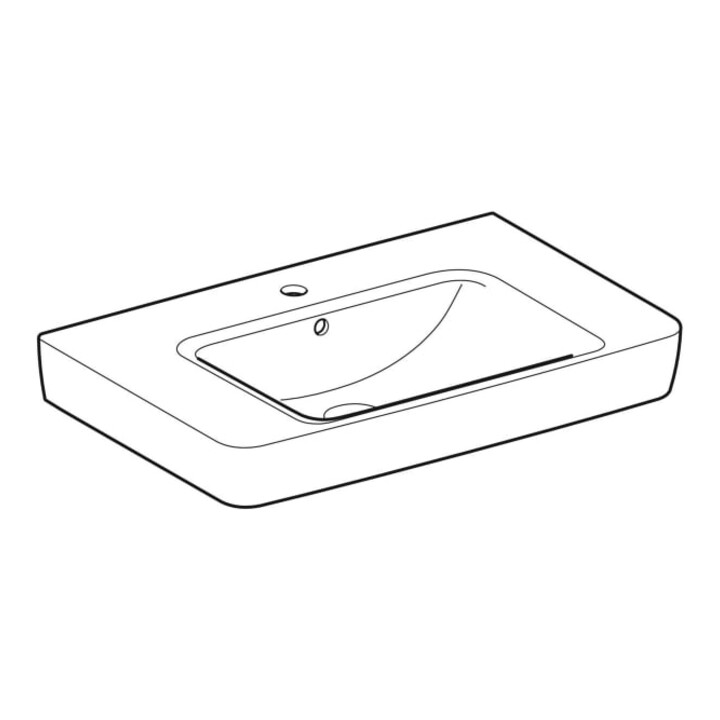 Geberit Lavabo Renova Plan 75x48 cm, évacuation latérale, avec tablette, blanc