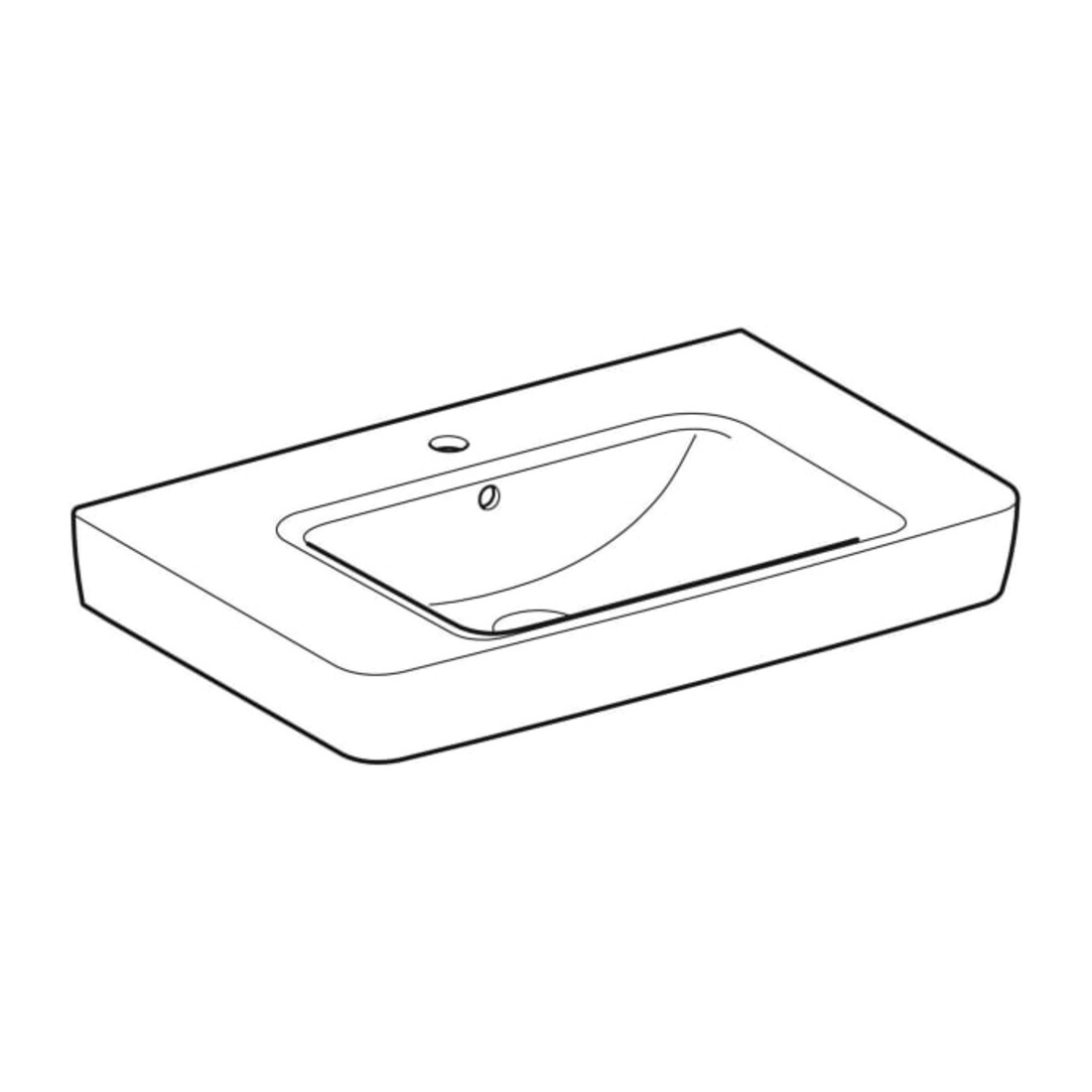 Geberit Lavabo Renova Plan 75x48 cm, évacuation latérale, avec tablette, blanc