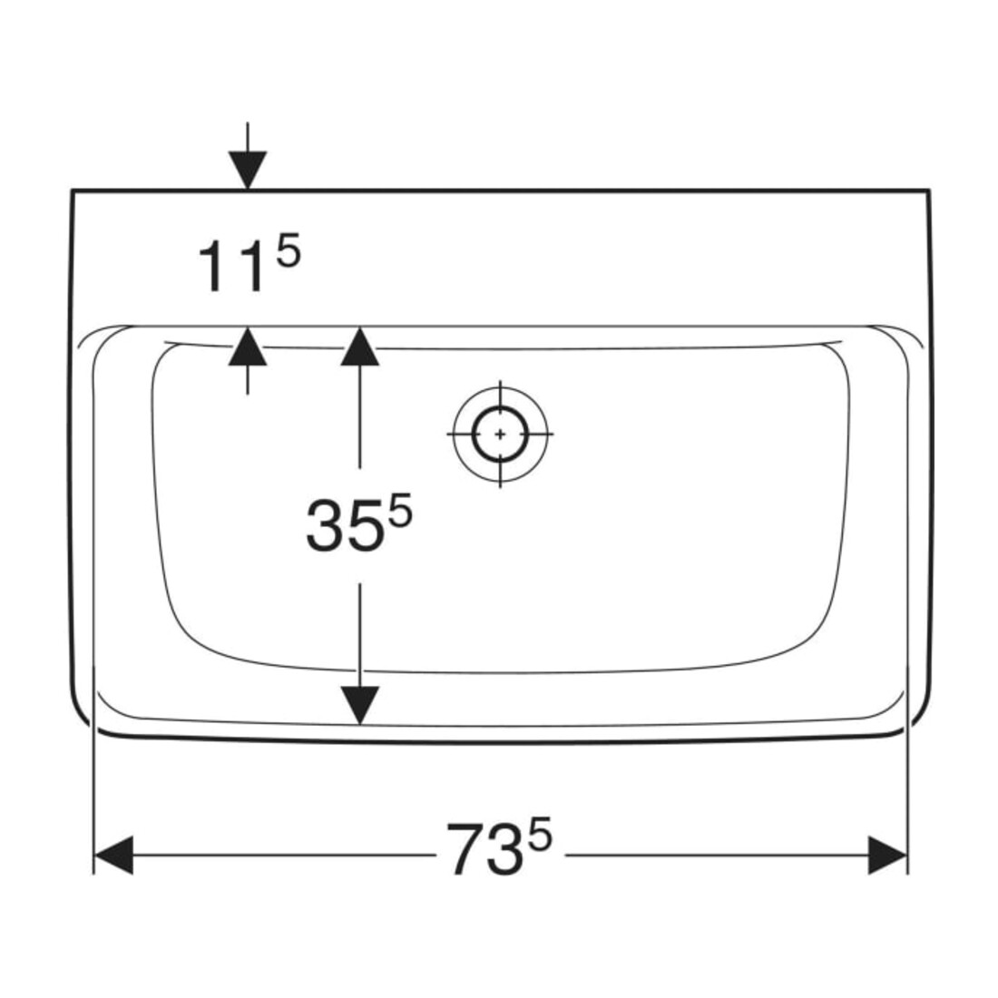 Geberit Lavabo Renova Plan 75x48 cm, sans robinet, sans trop-plein, blanc