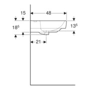 Geberit Lavabo Renova Plan 75x48 cm, sortie horizontale, sans trop-plein, avec plage, blanc K-Tect-2