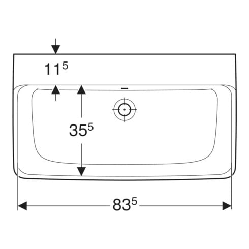 Geberit Lavabo Renova Plan 85x48 cm, sans trou de robinet, avec trop-plein, blanc
