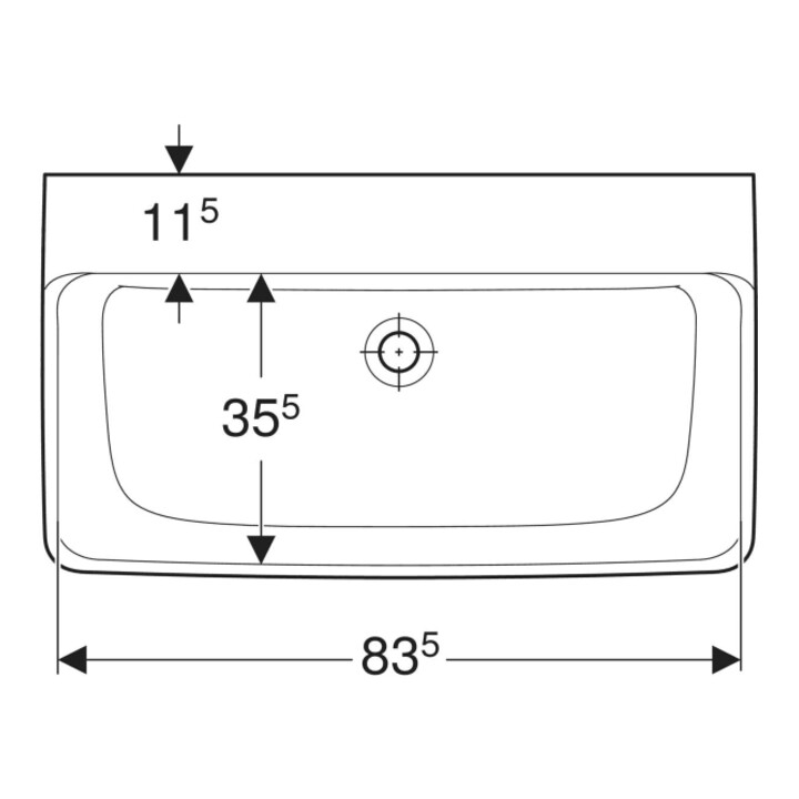 Geberit Lavabo Renova Plan 85x48cm, sans robinet, sans trop-plein, blanc