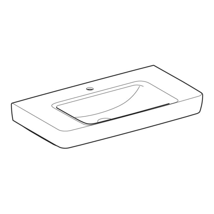 Geberit Lavabo Renova Plan 90x48 cm, évac. horizontale, sans trop-plein, avec plage, blanc K-Tect