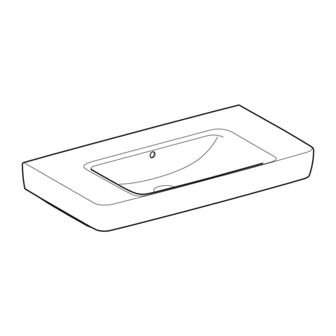 Geberit Lavabo Renova Plan 90x48 cm, sans robinet, avec trop-plein, tablette, blanc