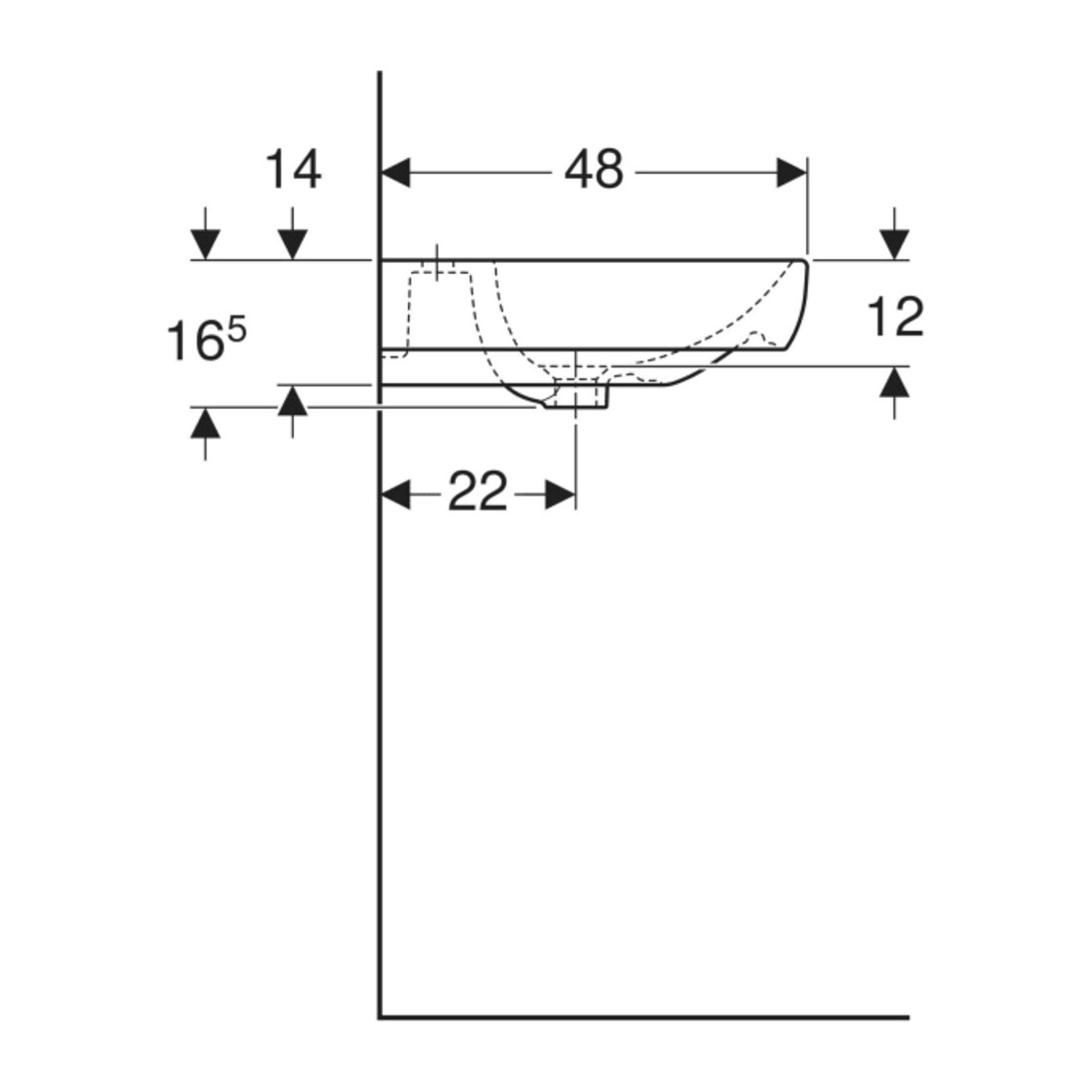 Geberit Lavabo Smyle 60x48 cm, blanc, avec trou de robinet et trop-plein