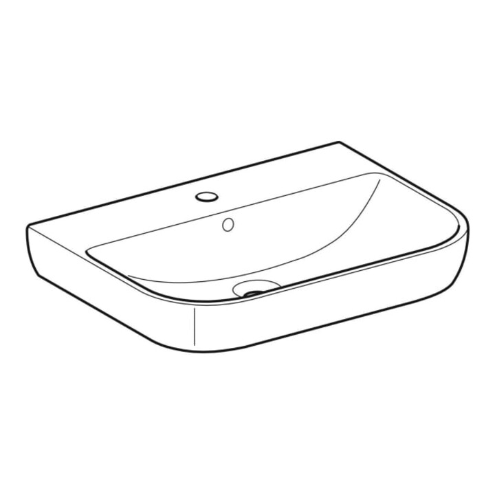 Geberit Lavabo Smyle 65x48 cm, blanc, avec trou pour robinet, avec trop-plein