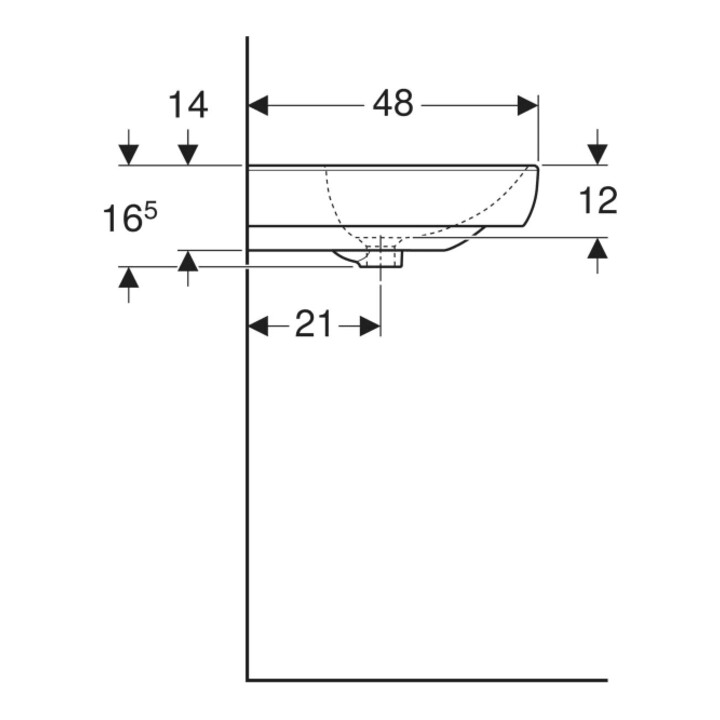 Geberit Lavabo Smyle 65x48 cm, blanc, avec trou pour robinet, avec trop-plein