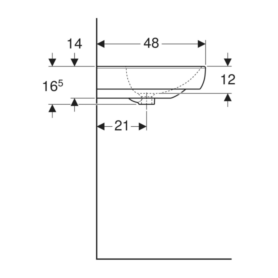 Geberit Lavabo Smyle 65x48 cm, blanc, avec trou pour robinet, avec trop-plein