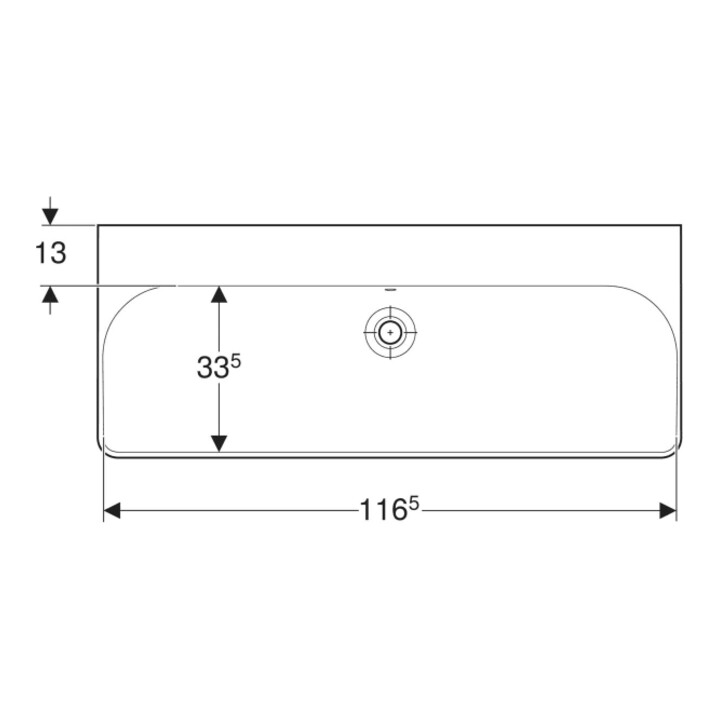 Geberit Lavabo Smyle Square 120x48 cm, blanc, sans trou robinet, avec trop-plein
